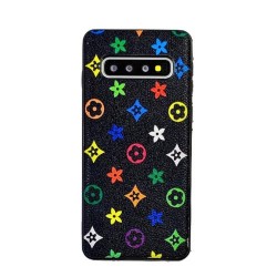 Galaxy S10e - Coque-Fleurs-Noir-Multicolore