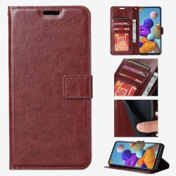 Galaxy A21S-Etui portefeuille-Brun