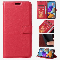 Galaxy A21S-Etui portefeuille-Rouge