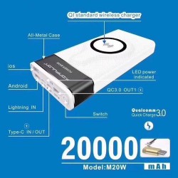 Chargeur sans fil-wireless Powerbank-20000Mah