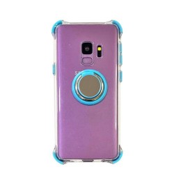 Galaxy S9plus-Coque silicone-transparente-ring-Bleu