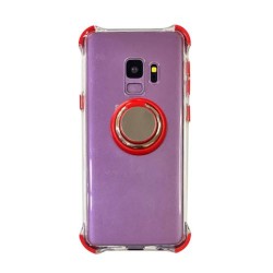 Galaxy S9plus-Coque silicone-transparente-ring-Rouge