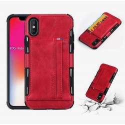 Iphone XR - Coque-Cartes-Effet cuir-Rouge