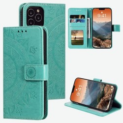 Iphone 13 Pro - Etui Broderie-Vert turquoise