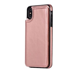 Iphone XR - Coque-Cartes-Effet cuir-Rose