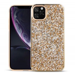 Iphone 11 - Coque-Anti choc-Strass-Doré