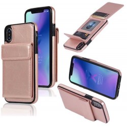 Iphone XR - Coque-Cartes-Effet cuir-Rose