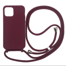 Iphone 13 - Coque silicone-bordeau-cordon