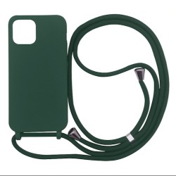 Iphone 13 - Coque silicone-vert-cordon