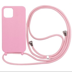 Iphone 13 - Coque silicone-rose-cordon