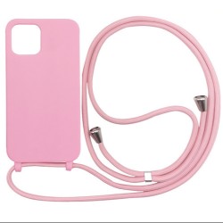 IPhone 13 Pro Max- Coque silicone-Cordon-Rose