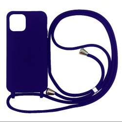 Iphone 13 - Coque silicone-bleu-cordon