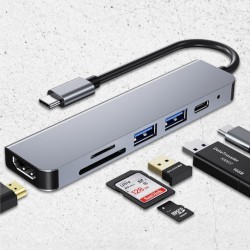 6 en 1 - USB-C vers HDMI + Adaptateur USB3.0 - Port...