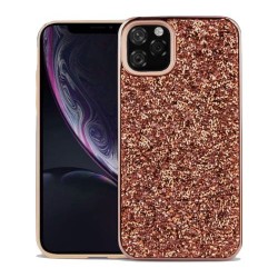 Iphone 11 - Coque-Anti choc-Strass-Saumon