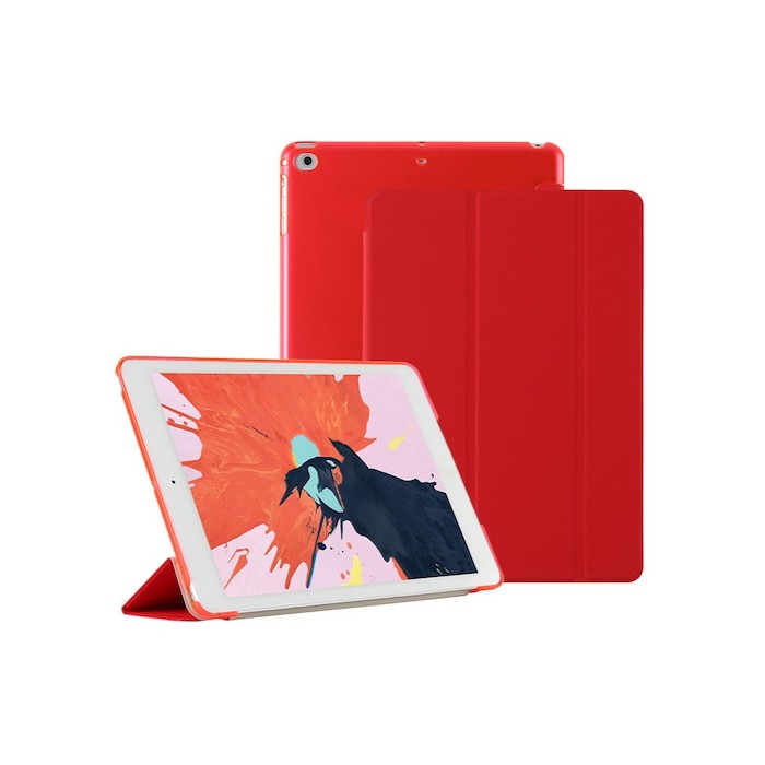 Etui Apple iPad Air 2 (iPad 6) (Wifi/4G/LTE) Smartcover pliable rouge Cuir  Style avec stand - Housse coque de protection nouvel Apple iPad Air 6 rouge  - accessoires tablette pochette XEPTIO 