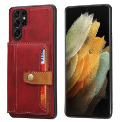 Galaxy S21 Ultra- Coque compartiment cartes - Rouge