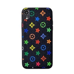 Iphone XR - Coque-Fleurs-Noir-Multicolore