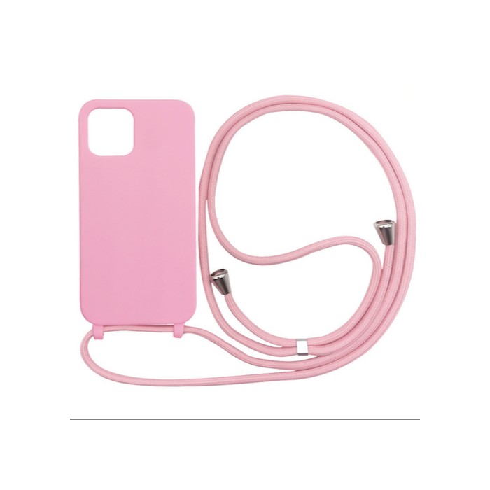Coque en silicone avec Cordon iPhone 15 (rose) 