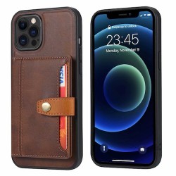 Iphone 14 Pro Max - Coque compartiment cartes - Brun