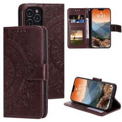 Iphone 14 Pro Max - Etui Broderie-brun foncé