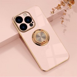 Iphone 14 Pro Max - Coque silicone-anneau-Rose gold
