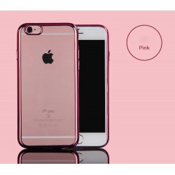 Iphone SE - 8 - 7 - Coque-Transparente-Bord rose strass