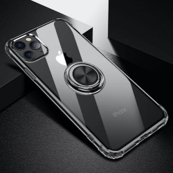 Iphone 11 Pro - Coque-Anneau-Transparent noir
