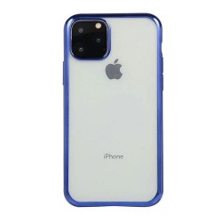Iphone 11 Pro Max - Coque-Transparente-Bord bleu