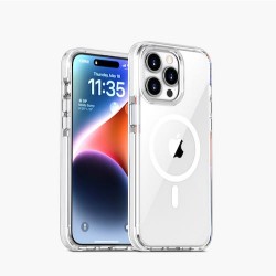 Iphone 15 Pro- Coque transparente magsafe-Bord blanc