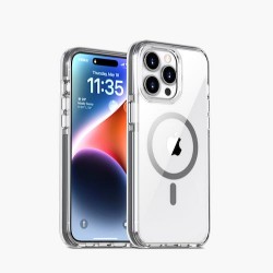 Iphone 15 Pro Max - Coque transparente magsafe-Bord gris