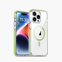 Iphone 15 Pro Max-Coque transparente magsafe-Bord Vert