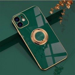 Iphone 15 Plus- Coque silicone-anneau-vert