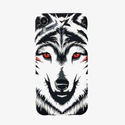 Iphone X - XS - Coque-Loup-Noir et blanc