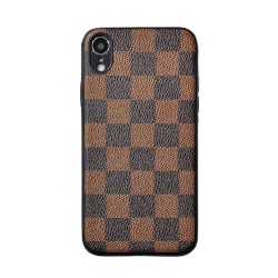 Iphone X - XS - Coque-Carrés-Brun