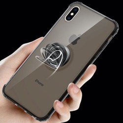 Iphone X - XS - Coque-Anneau-Transparent noir