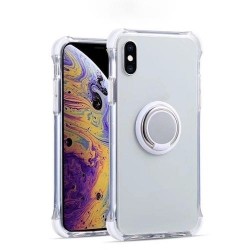 Iphone X - XS - Coque-Transparent-Coins blanc