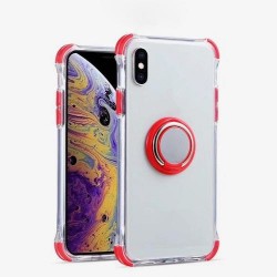 Iphone X - XS - Coque-Transparent-Coins rouge