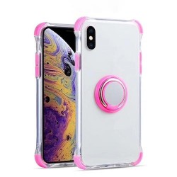 Iphone X - XS - Coque-Transparent-Coins rose