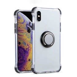 Iphone X - XS - Coque-Transparent-Coins noir