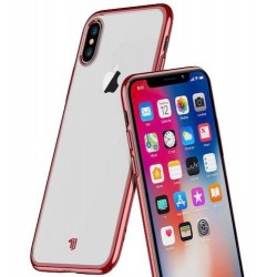 Iphone X - XS - Coque-Silicone-Transparent-Bord rose