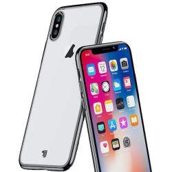 Iphone X - XS - Coque-Silicone-Transparent-Bord noir