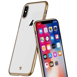 Iphone X - XS - Coque-Silicone-Transparent-Bord doré