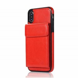 Iphone XS Max - Coque-Cartes-Effet cuir-Rouge