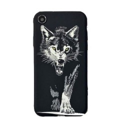 Iphone XS Max - Coque-Silicone-Loup-Noir