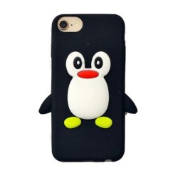 Iphone SE - 8 - 7 - Coque-Silicone-Pingouin-Noir
