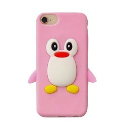 Iphone SE - 8 - 7 - Coque-Silicone-Pingouin rose