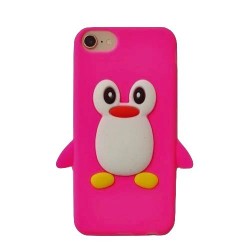 Iphone SE - 8 - 7 - Coque-Silicone-Pingouin fuchsia