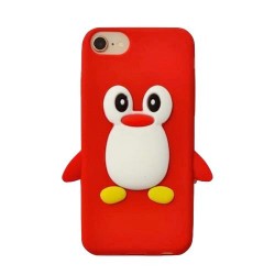 Iphone SE - 8 - 7 - Coque-Silicone-Pingouin rouge