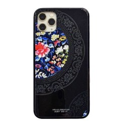 Iphone 11 - Coque-Noir-Fleurs