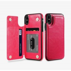 Iphone XS Max - Coque-Cartes-Effet cuir-Fuchsia